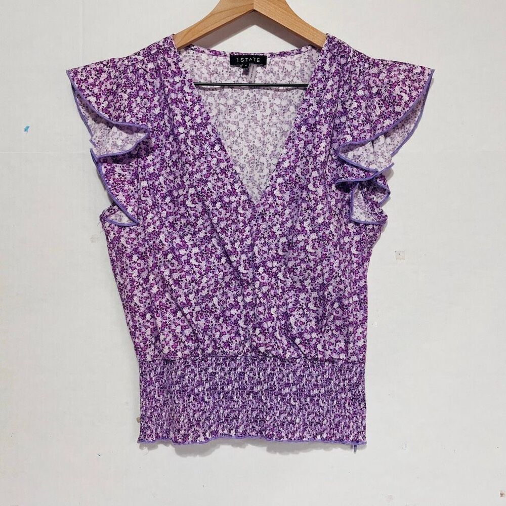 1. State V Neck Flutter Sleeve Top   Size S   NWOT